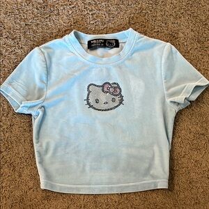 Hello Kitty Blue Cropped Tee Short Sleeve